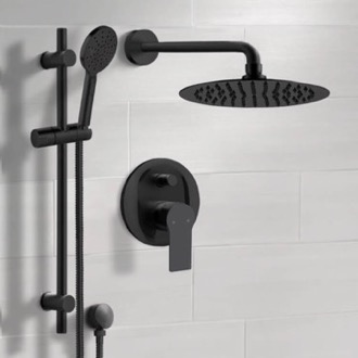 Shower Faucet Matte Black Shower Set With Rain Shower Head and Hand Shower Remer SFR91